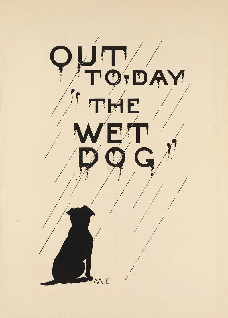 Out To Day The Wet Dog Wall Art by Anonymous - High-Resolution Digital Print