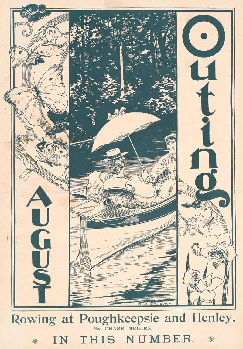 Outing For August Rowing At Poughkeepsie Henley In This Number By Chase Mellen Wall Art by Henry Summer Watson - High-Resolution Digital Print