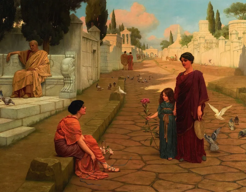 Outside The Gate Of Pompeii Wall Art by John William Godward - High-Resolution Digital Print