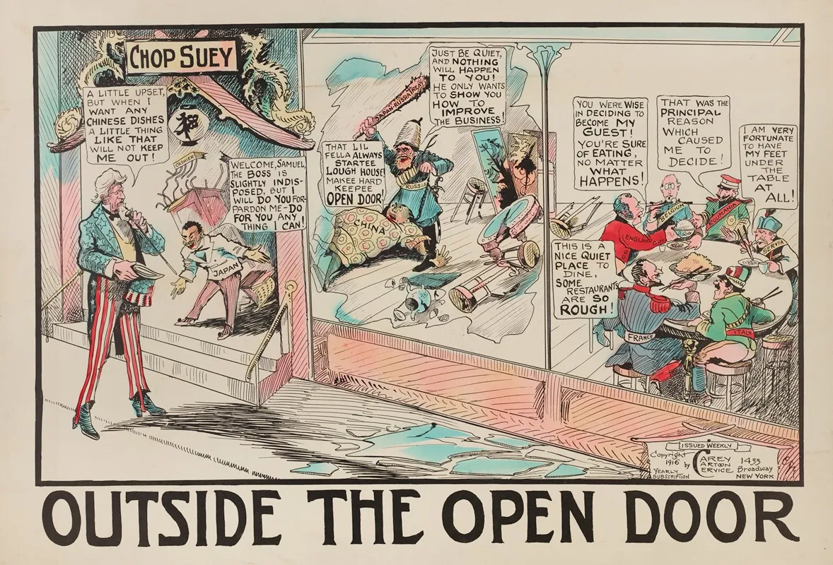 Outside The Open Door Wall Art by Carey Cartoon Service - High-Resolution Digital Print