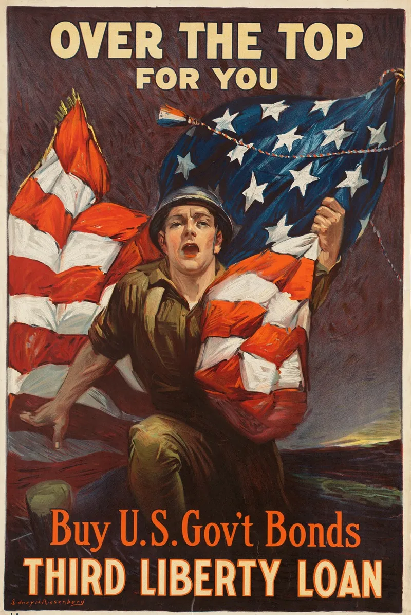 Over The Top For You Buy U S Govt Bonds Third Liberty Loan Wall Art by Sidney Riesenberg - High-Resolution Digital Print