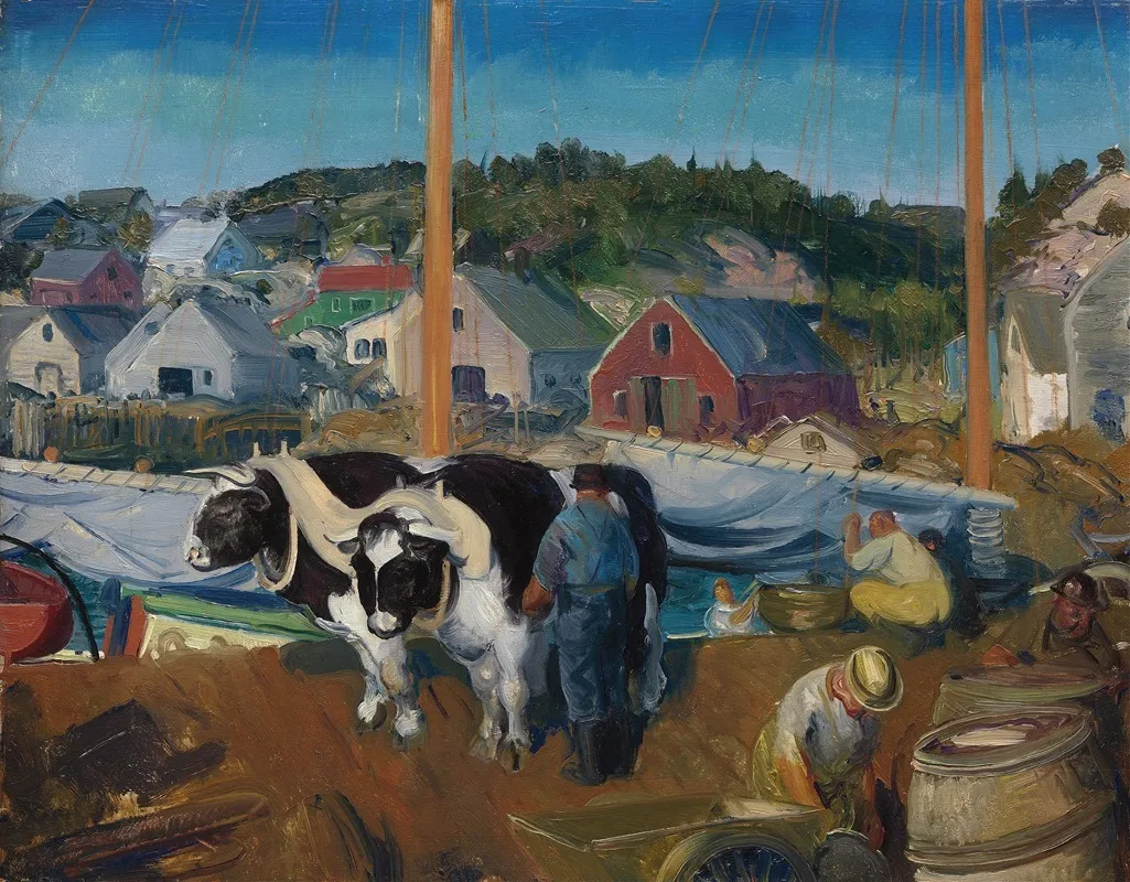 Ox Team Wharf At Matinicus Wall Art by George Wesley Bellows - High-Resolution Digital Print