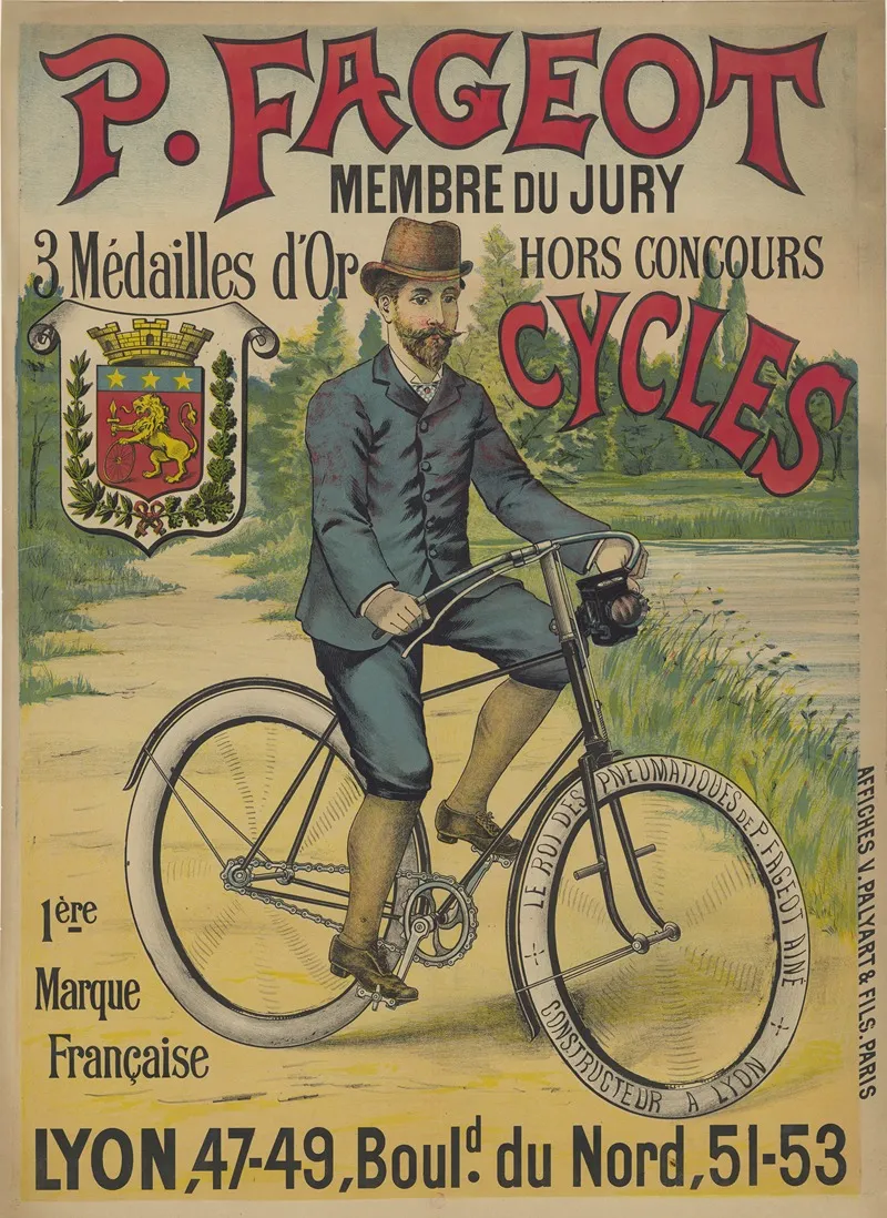 P Fageot Cycles 1ere Marque Francaise Lyon Wall Art by Affiches V. Palyart & Fils - High-Resolution Digital Print