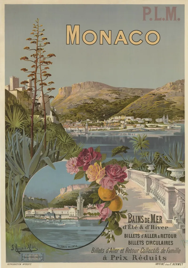 P L M Monaco Bains De Mer Dete Dhiver Wall Art by Frederic Hugo d’Alési - High-Resolution Digital Print
