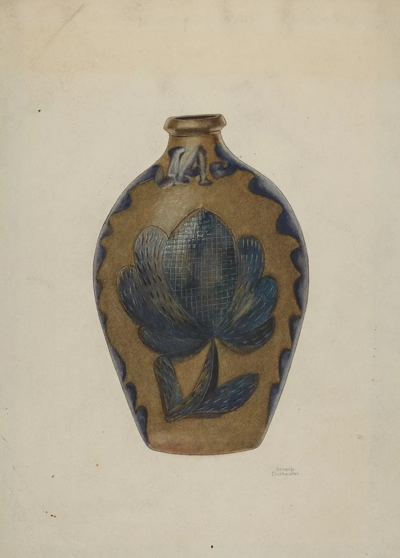 Pa German Stoneware Flask