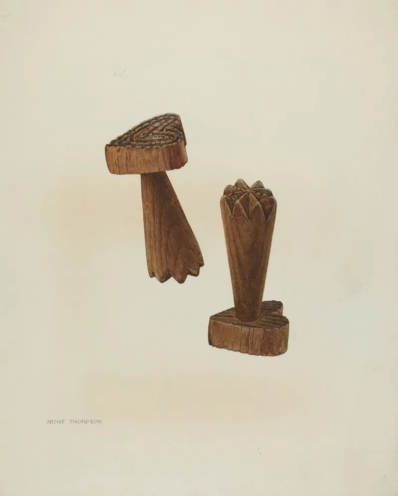 Pa German Treen Double Butter Stamp