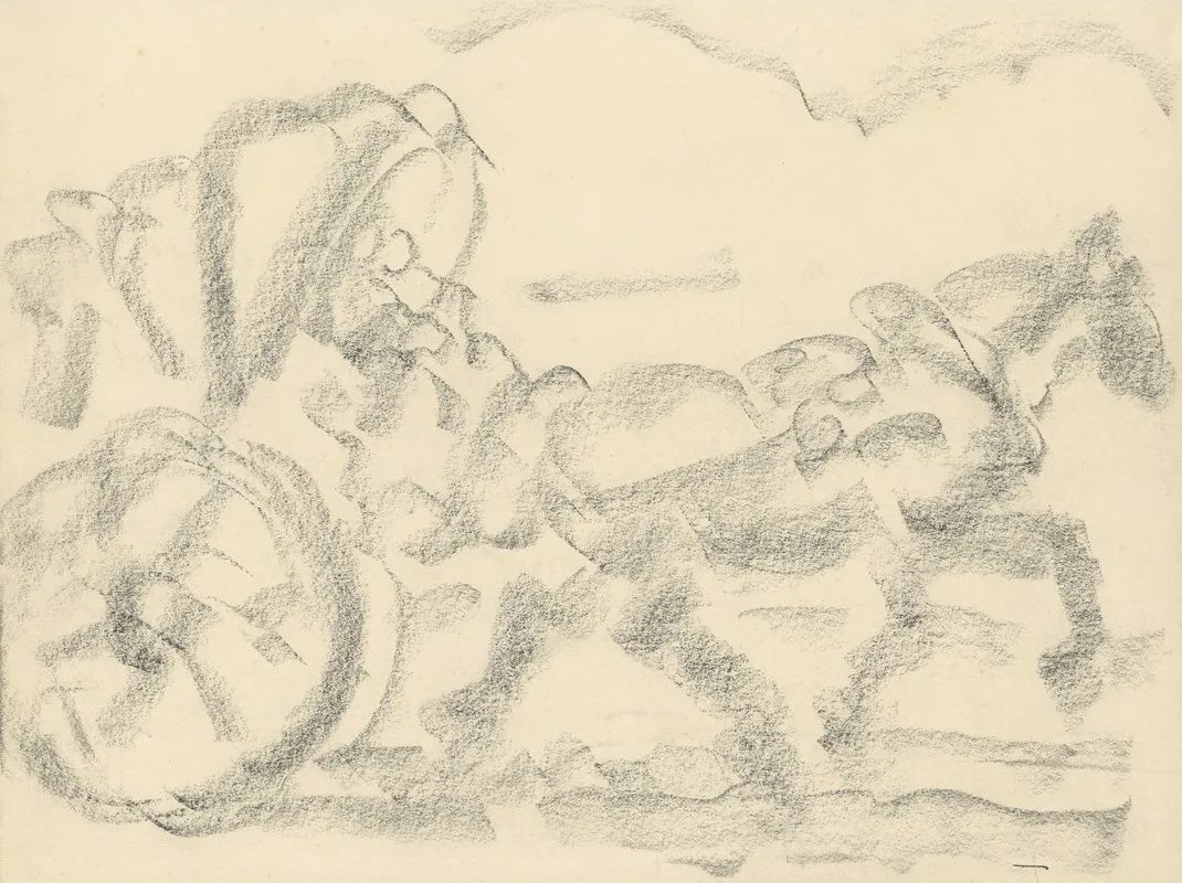 Paard Met Huifkar Voorbereidende Tekening Wall Art by Alfred Ost - High-Resolution Digital Print