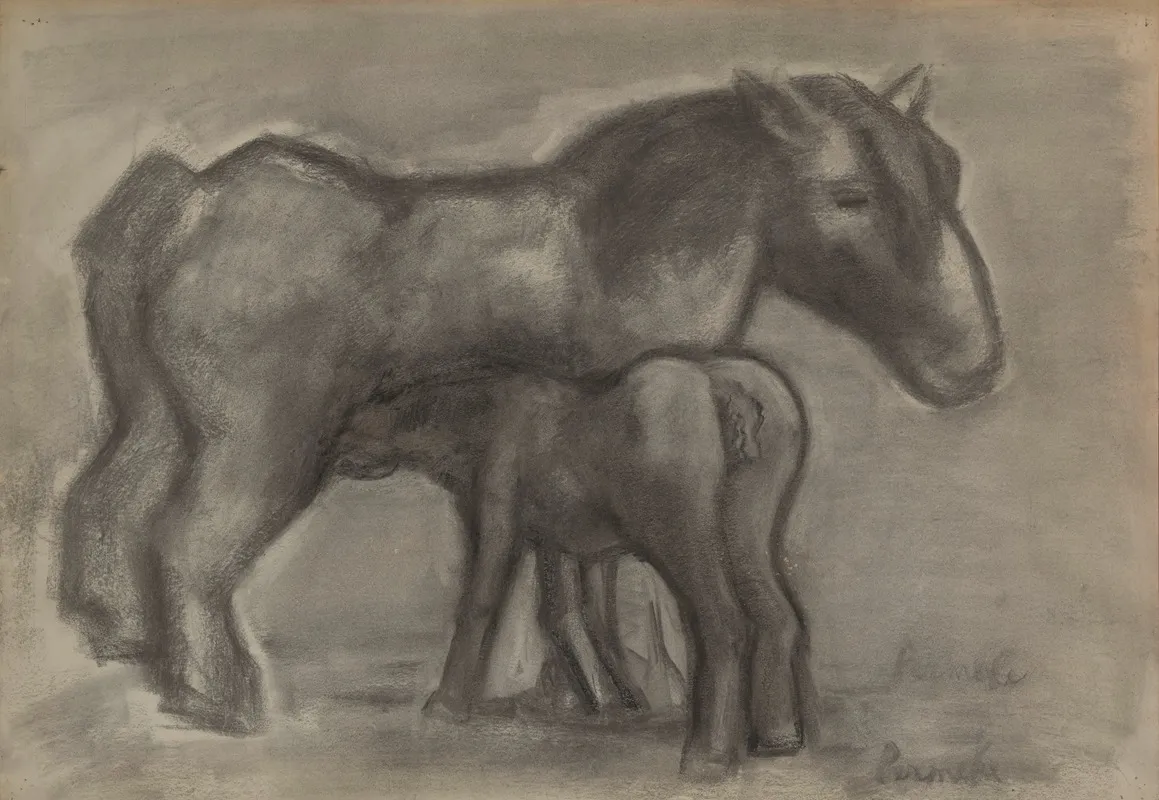 Paard Met Veulen Wall Art by Constant Permeke - High-Resolution Digital Print