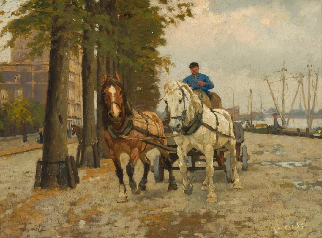 Paarden Voor Sleperswagen Wall Art by Gijsbertus Johannes van Overbeek - High-Resolution Digital Print