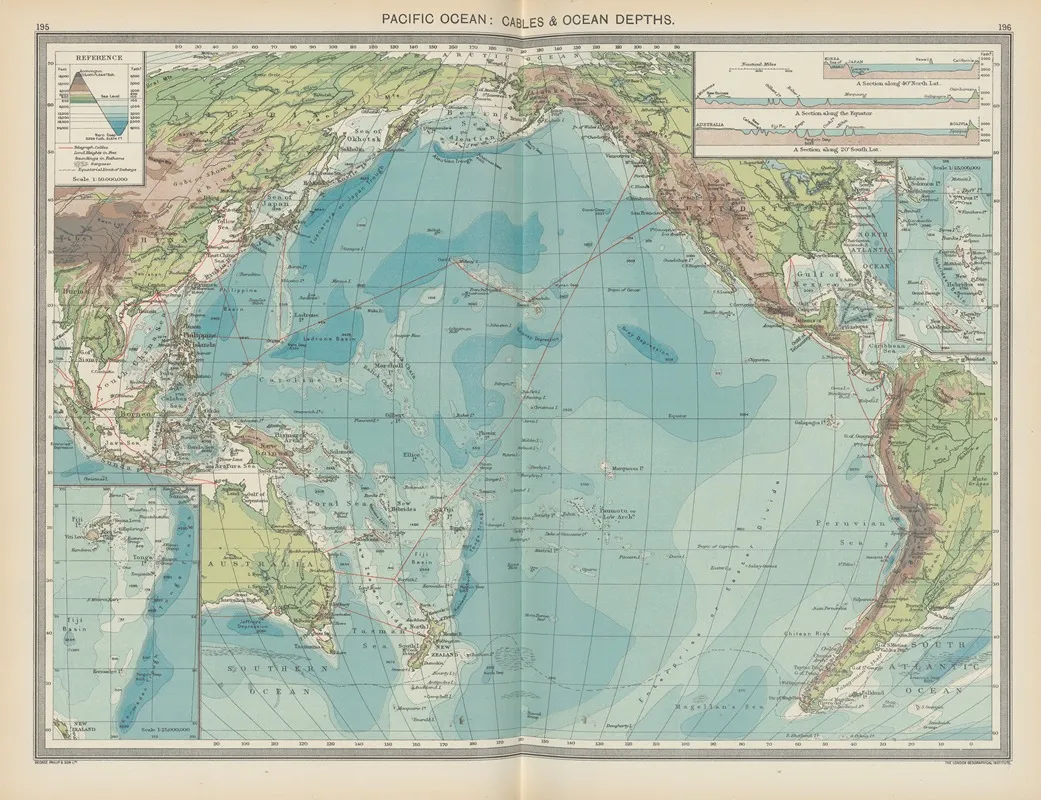 Pacific Ocean Cables And Ocean Depths