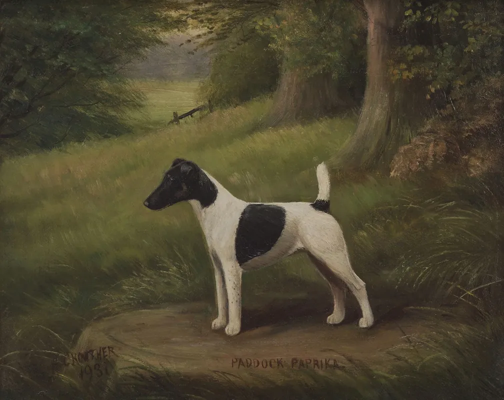 Paddock Paprika A Terrier In A Landscape Wall Art by Henry Crowther - High-Resolution Digital Print