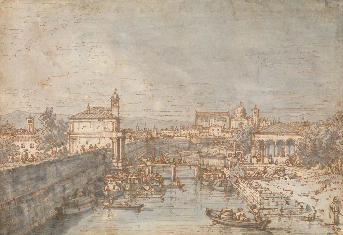 Padua The River Bacchiglione And The Porta Portello Wall Art by Canaletto - High-Resolution Digital Print