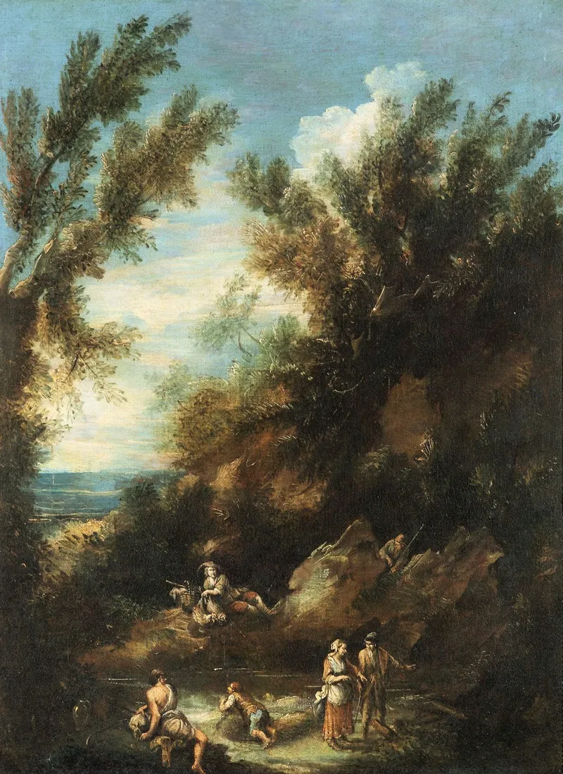 Paesaggio Con Figure Wall Art by Antonio Francesco Peruzzini - High-Resolution Digital Print