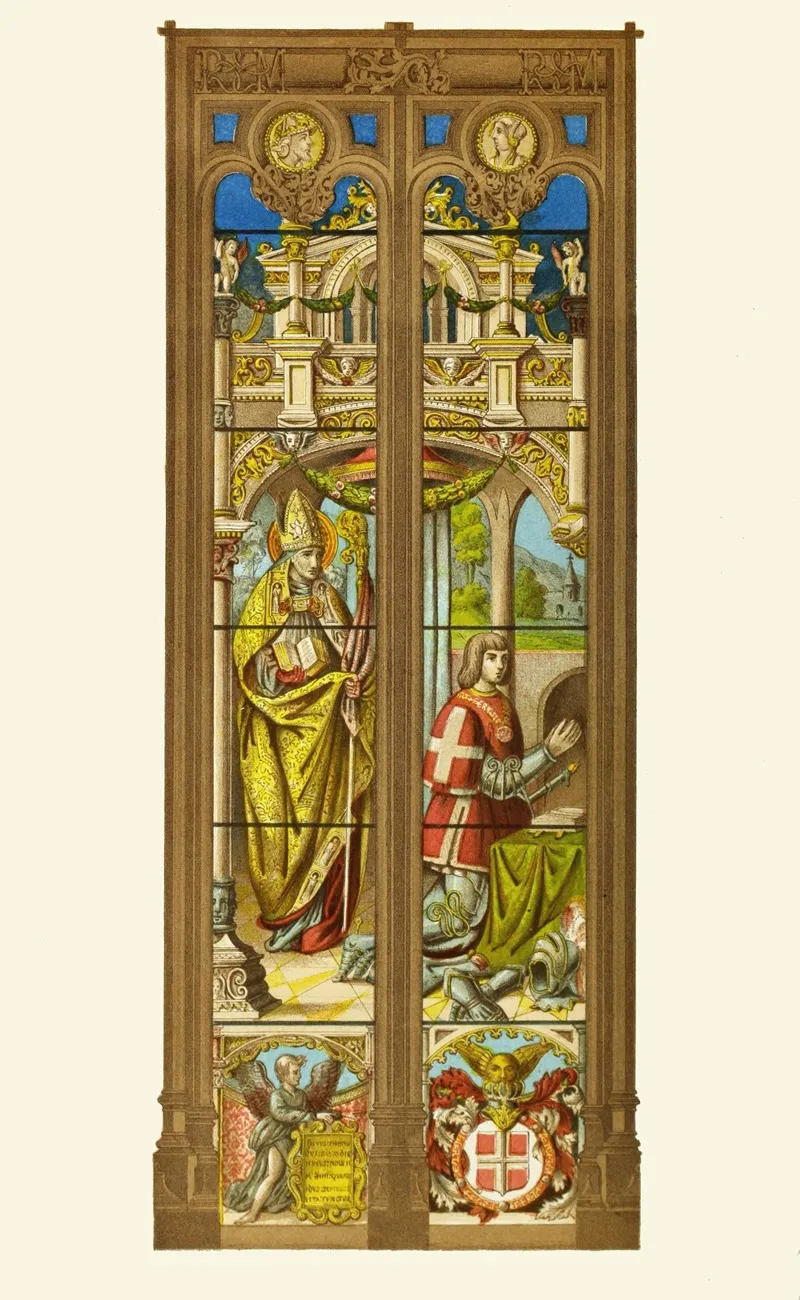 Painted Glass Window At Brou Wall Art by Henry Noel Humphreys - High-Resolution Digital Print