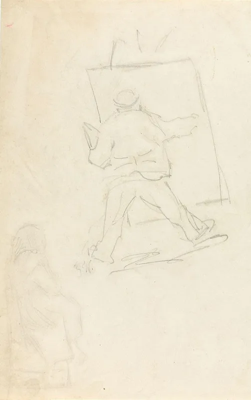 Painter At Easel Probably A Caricature Of Frits Thaulow