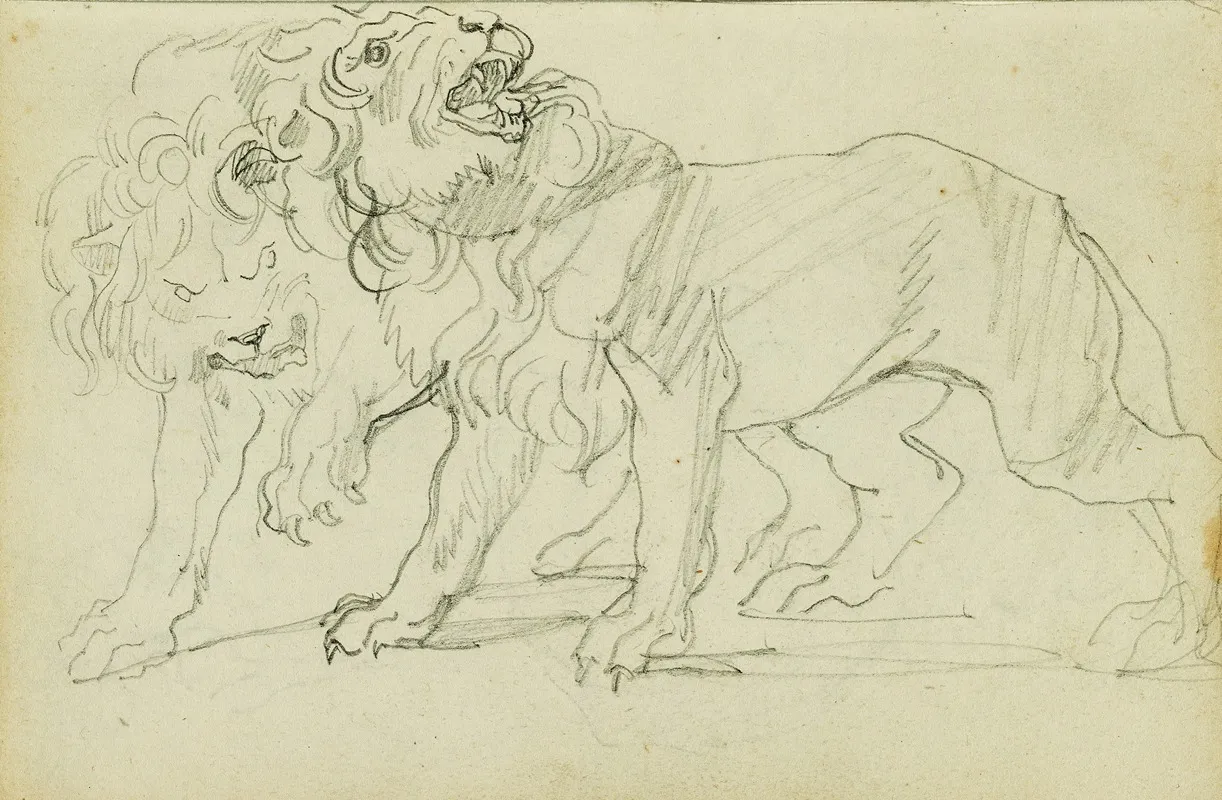 Pair Of Lions Wall Art by Théodore Géricault - Canvas Print