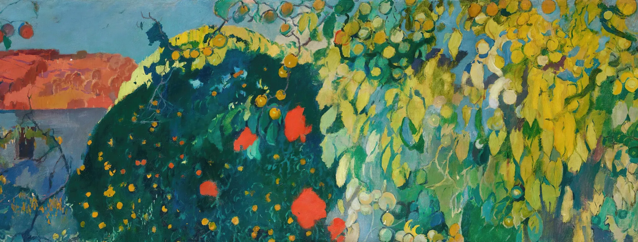 Paisaje Enmarcado Por Grandes Arboles Verdant Landscape