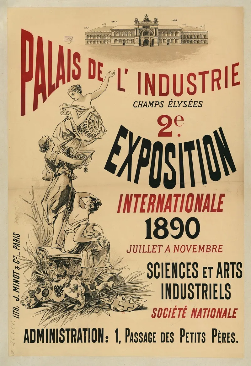 Palais De Lindustrie 2e Exposition Internationale 1890 Wall Art by Imp. J. Minot - High-Resolution Digital Print