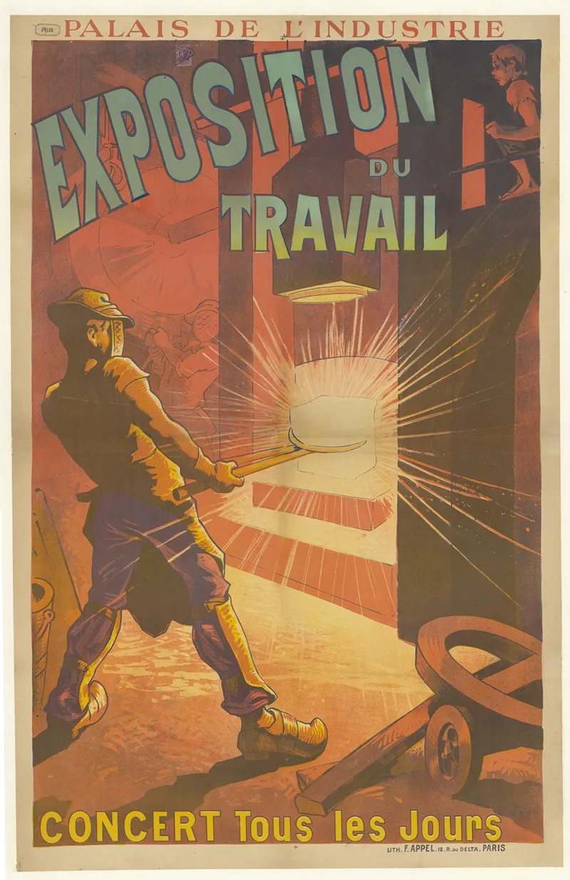Palais De Lindustrie Exposition Du Travail Concert Tous Les Jours Wall Art by Lith. F. Appel - High-Resolution Digital Print