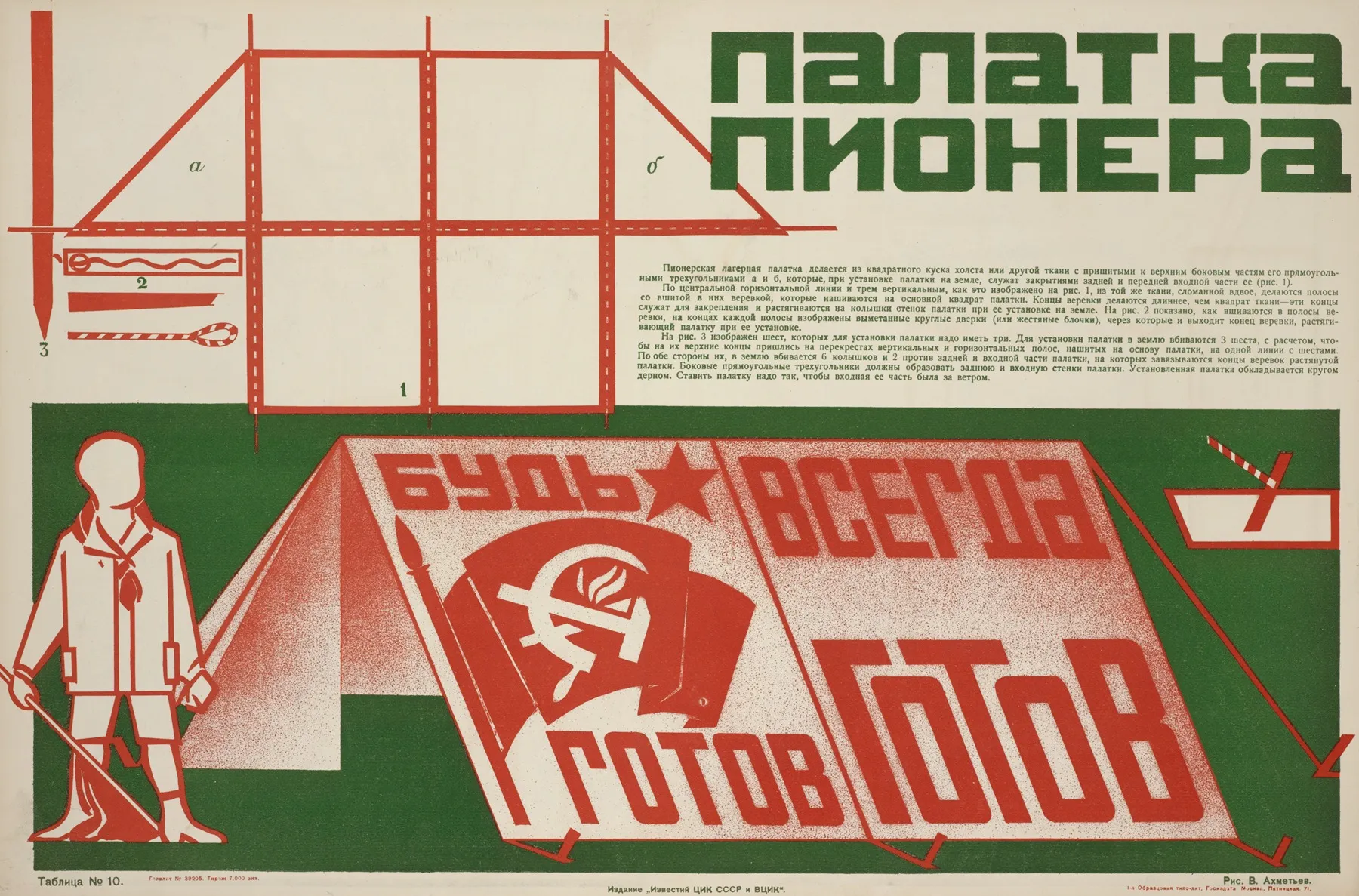 Palatka Pionera Ris V Akhmeteva Tablitsa No 10 Wall Art by I͡Akov Aleksandrovich Tugendkholʹd - High-Resolution Digital Print