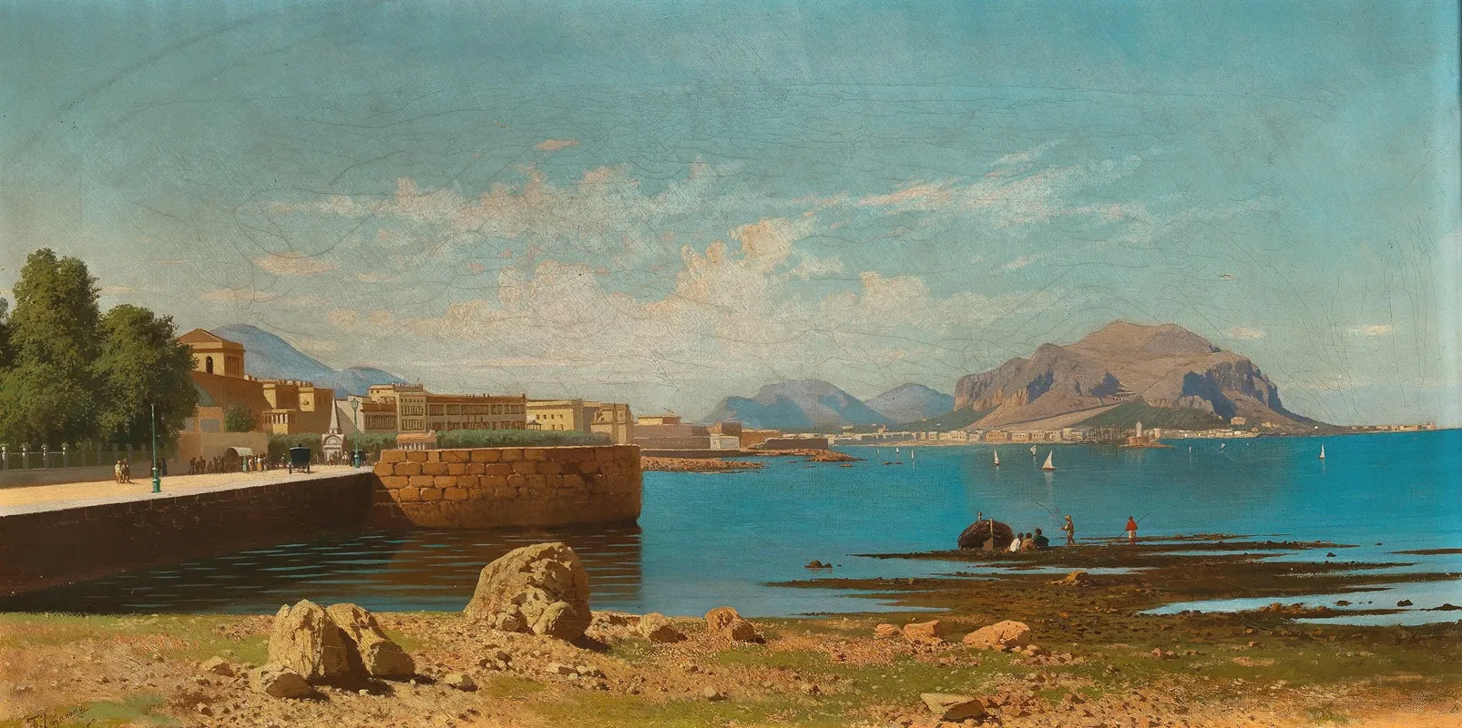 Palermo A View Of Monte Pellegrino And The Promenade Wall Art by Francesco Lojacono - High-Resolution Digital Print