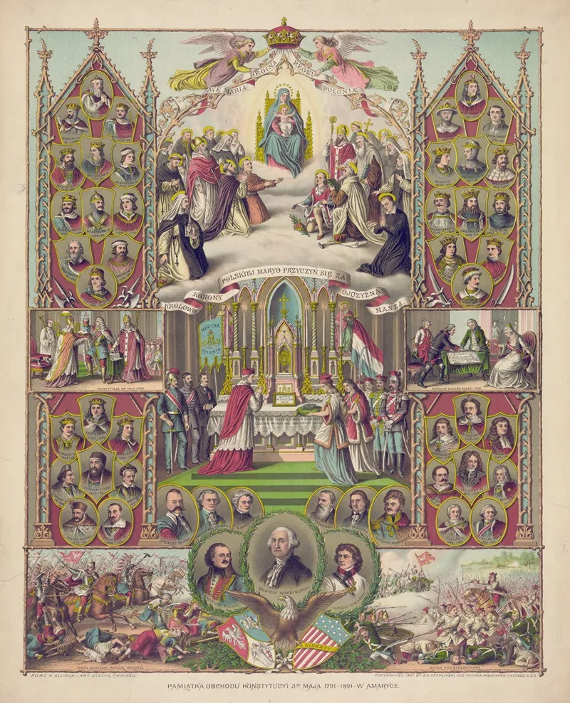 Pamiatka Obchodu Konstytucyi 3go Maja 1791 1891 W Amaryce Commemoration Of The Celebration Of The Constitution Of May 3 1791 1891 In America Wall Art by Kurz &amp; Allison - High-Resolution Digital Print