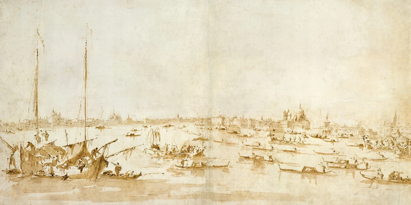 Panaromic View Of The Bacino Di San Marco Looking Up The Giudecca Canal