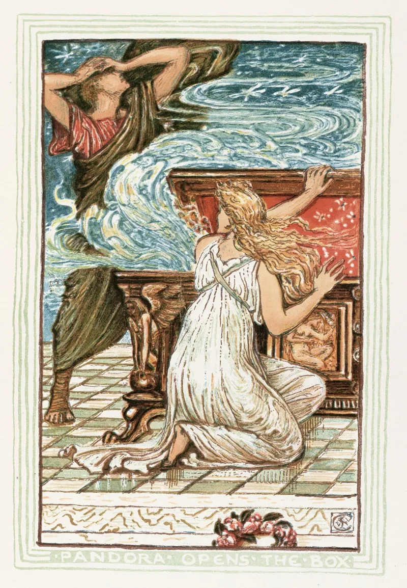 Pandora Opens The Box Wall Art by Walter Crane - High-Resolution Digital Print