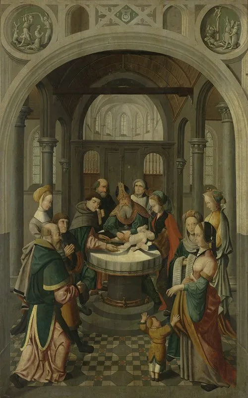 Panel Of An Altarpiece With Circumcision Of Christ On Verso Is Resurrection Of Christ Wall Art by Master of Alkmaar - High-Resolution Digital Print
