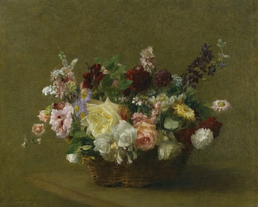 Panier De Fleurs Diverses Wall Art by Victoria Fantin-Latour - High-Resolution Digital Print
