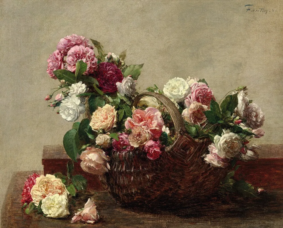 Panier De Roses 2 Wall Art by Henri Fantin-Latour - High-Resolution Digital Print