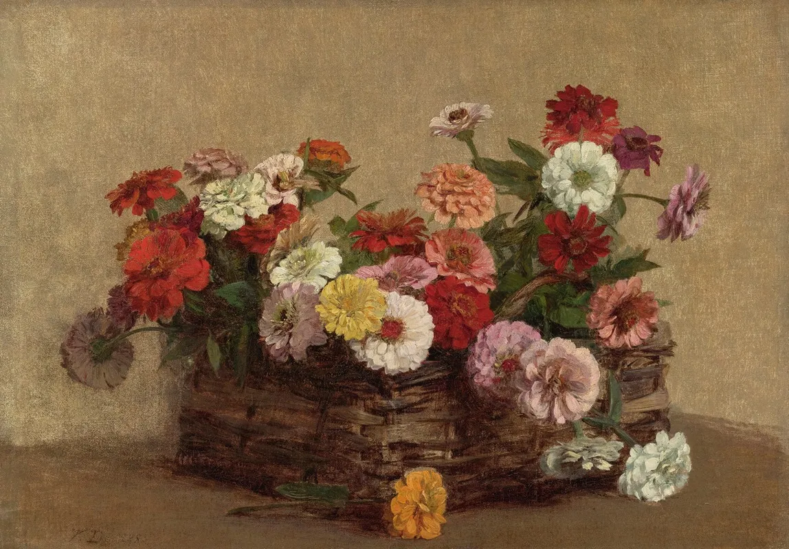 Panier De Zinnias Wall Art by Victoria Fantin-Latour - High-Resolution Digital Print