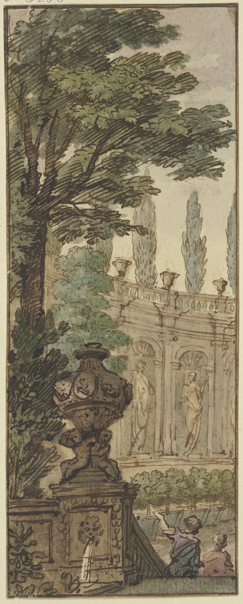 Panneau Im Vordergrund Eine Vase Im Hintergrund Ein Orangeriegebaude 2
