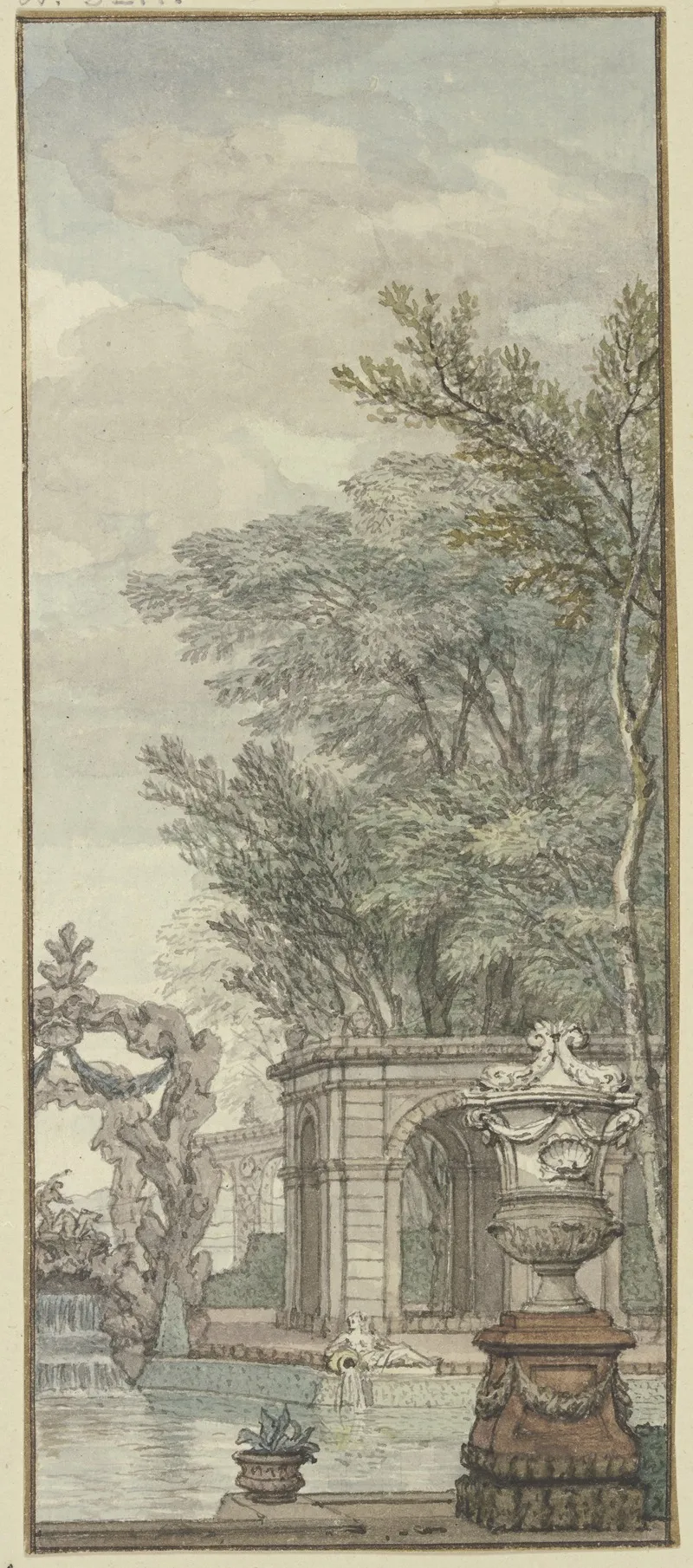 Panneau Parkansicht Mit Wasserwerken Und Kunstlichem Felsen 2