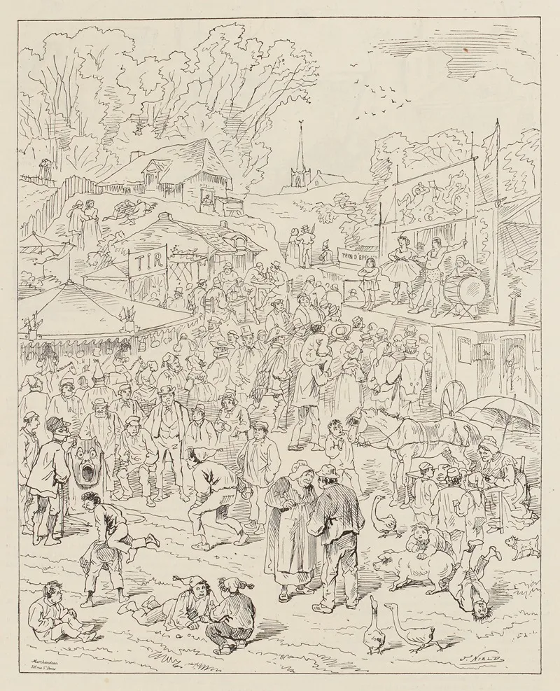 Panorama Drolatique La Fete Du Village Wall Art by John Nield - High-Resolution Digital Print