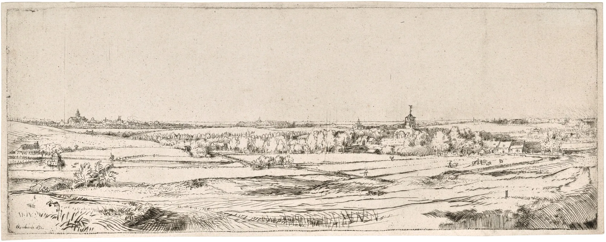 Panorama Near Bloemendael Showing The Saxenburg Estate The Goldweighers Field Wall Art by Rembrandt van Rijn - High-Resolution Digital Print
