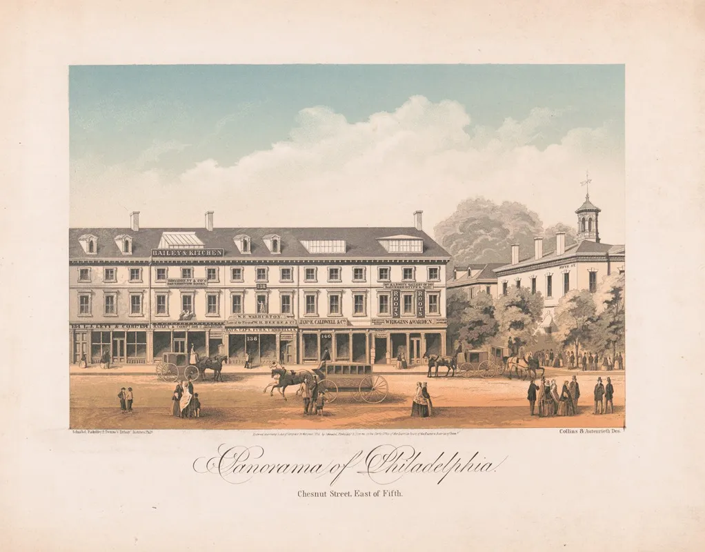 Panorama Of Philadelphia Chesnut Street East Of Fifth Wall Art by Charles M. Autenrieth - High-Resolution Digital Print