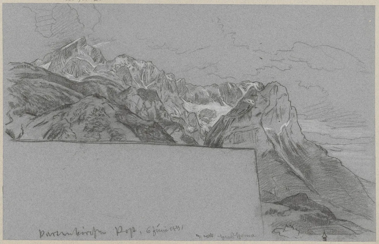 Panorama Of The Mountains With Alpspitze Summit In The Vicinity Of Garmisch Partenkirchen Wall Art by Hans Thoma - High-Resolution Digital Print