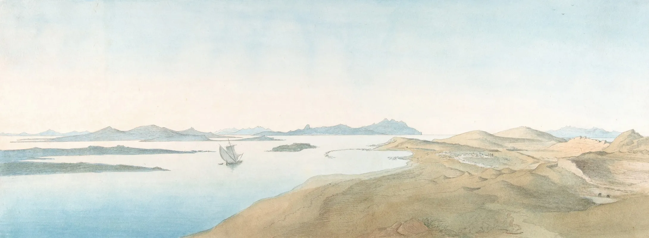 Panorama View On The Islands Of Delos Wall Art by Johann Michael Wittmer II - High-Resolution Digital Print