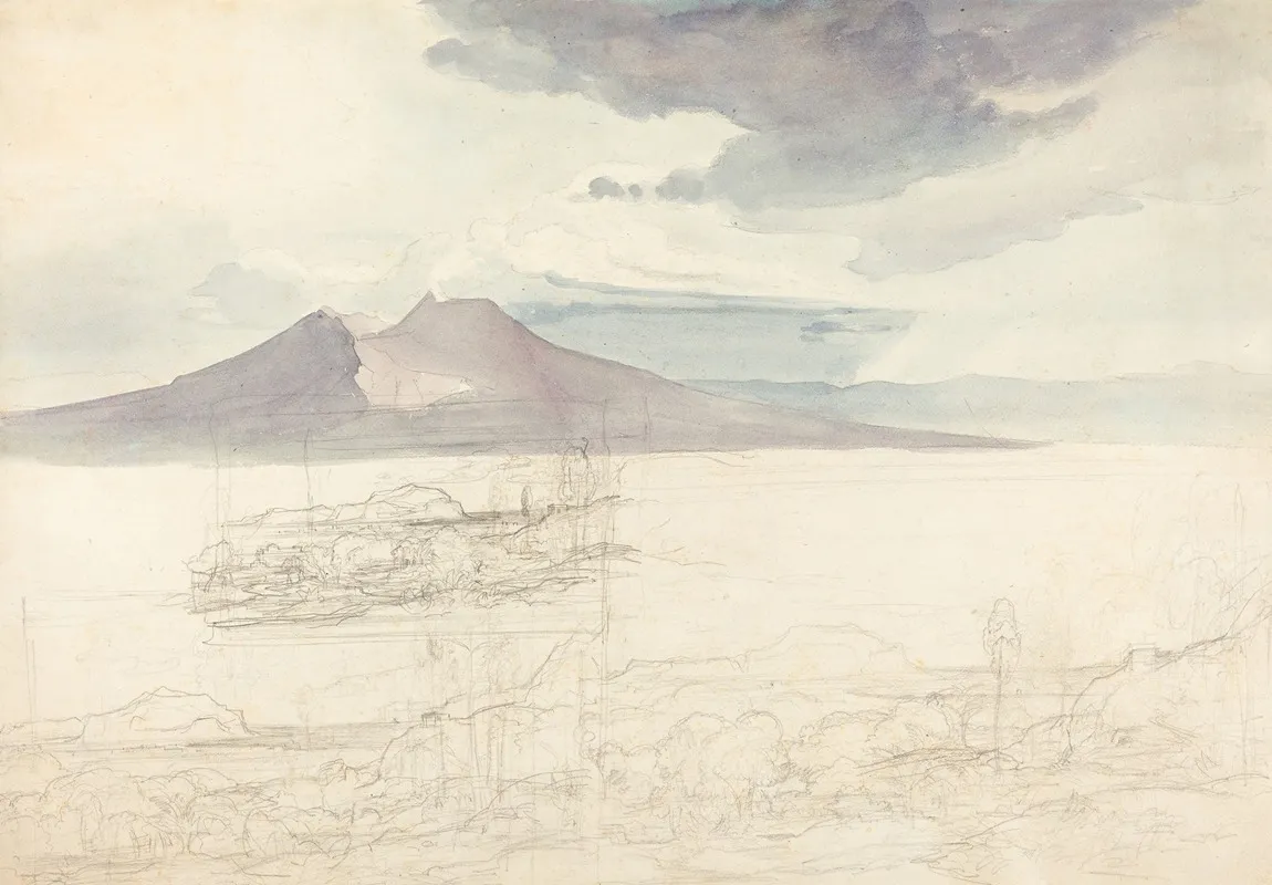 Panoramic Views Of Vesuvius And Monte Pellegrino Wall Art by Carl Rottmann - High-Resolution Digital Print