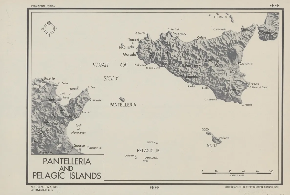 Pantelleria And Pelagic Islands Wall Art by Office of Strategic Services - High-Resolution Digital Print