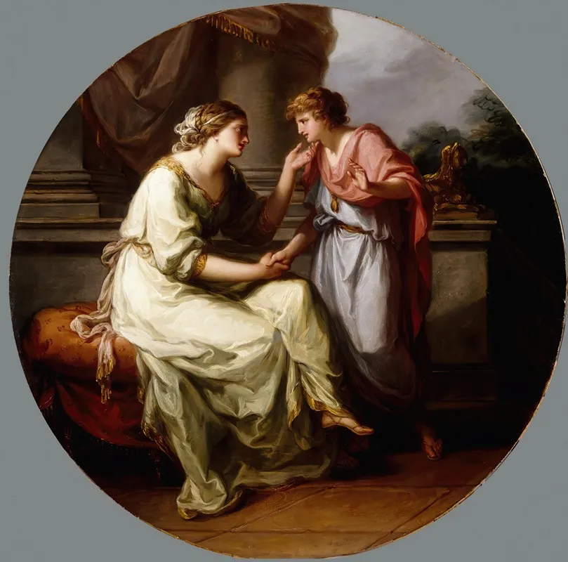 Papirius Praetextatus Entreated By His Mother To Disclose The Secrets Of The Deliberations Of The Roman Senate Wall Art by Angelica Kauffmann - High-Resolution Digital Print