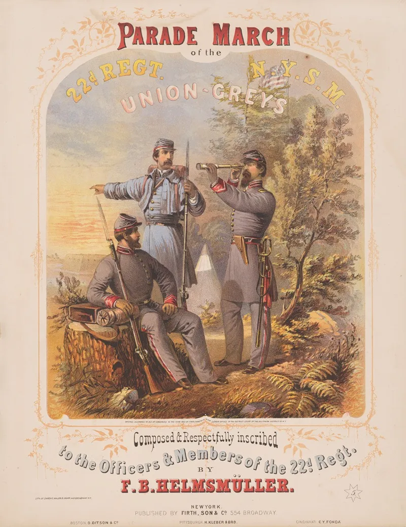 Parade Of The 22d Regt N Y S M Union Greys Wall Art by Sarony, Major &amp; Knapp Lith. - High-Resolution Digital Print