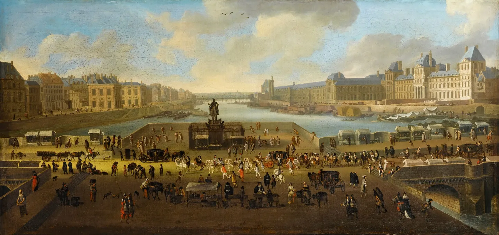 Paris A View Of The Pont Neuf With Royal Parade Wall Art by Jean Baptiste Martin - High-Resolution Digital Print