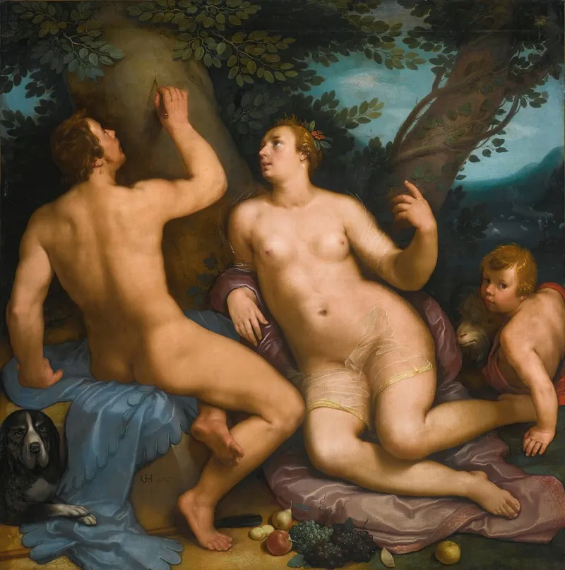 Paris And Oenone Wall Art by Cornelis Cornelisz Van Haarlem - High-Resolution Digital Print