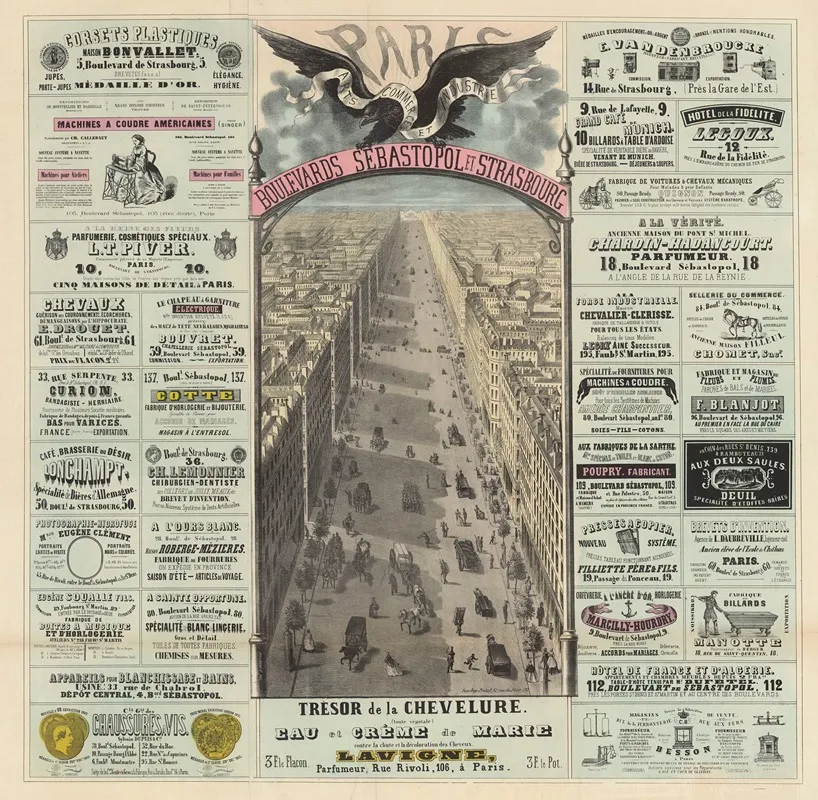 Paris Boulevards Sebastopol Et Strasbourg Wall Art by Achille Belloguet - High-Resolution Digital Print