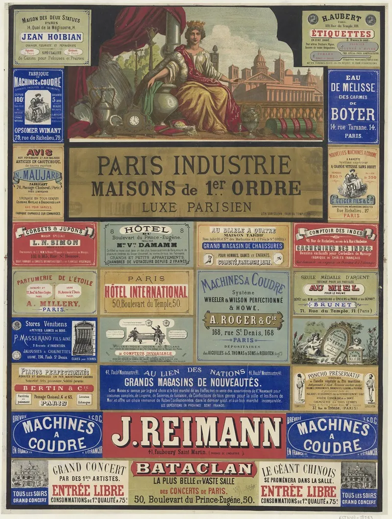 Paris Industrie Maisons De 1er Ordre Luxe Parisien Wall Art by Lith. Van Geleyn - High-Resolution Digital Print