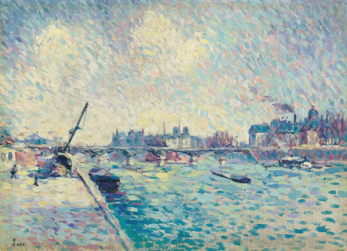 Paris La Seine Notre Dame Au Loin Wall Art by Maximilien Luce - High-Resolution Digital Print