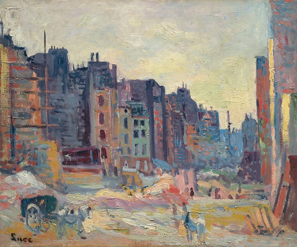 Paris Le Percement De La Rue Reaumur Wall Art by Maximilien Luce - High-Resolution Digital Print