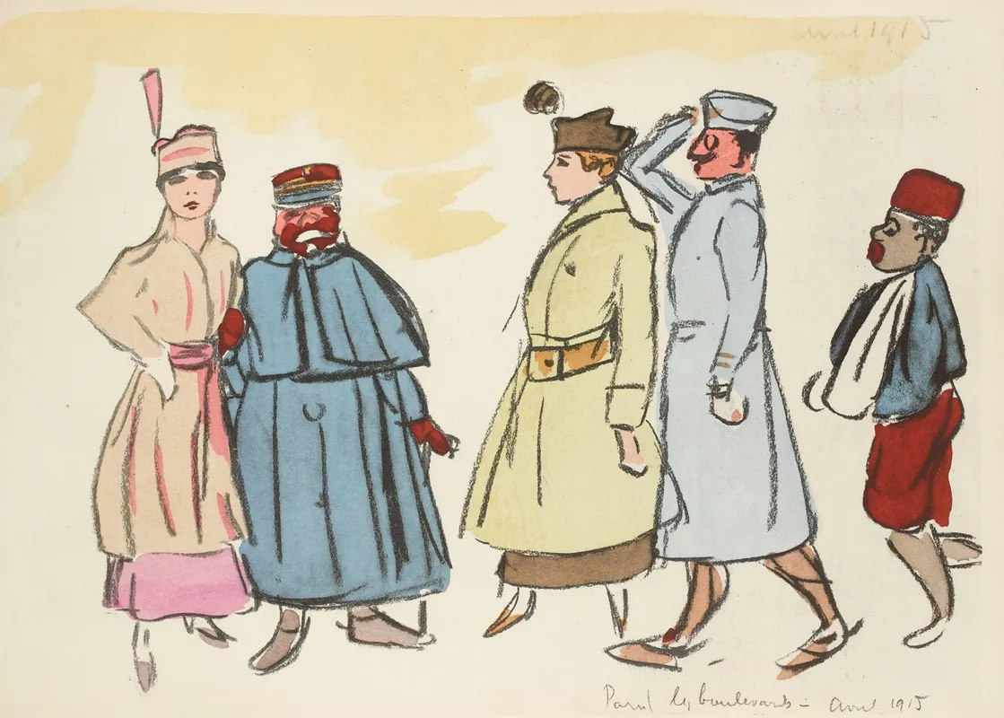 Paris Les Boulevards Avril 1915 Wall Art by Paul Goute - High-Resolution Digital Print